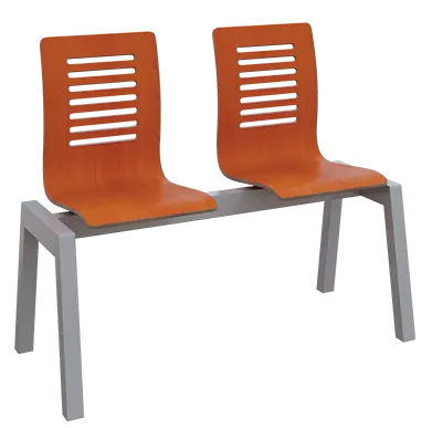 CARMEN 2, dřevěná lavice do čekárny, 2-sedák, třešeň, kostra stříbrná